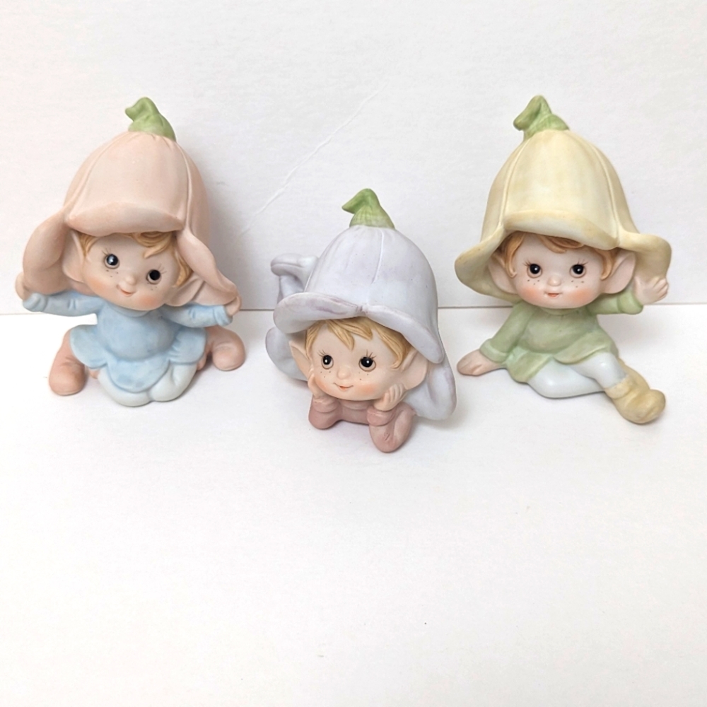 Homco pixie fairy flower heads